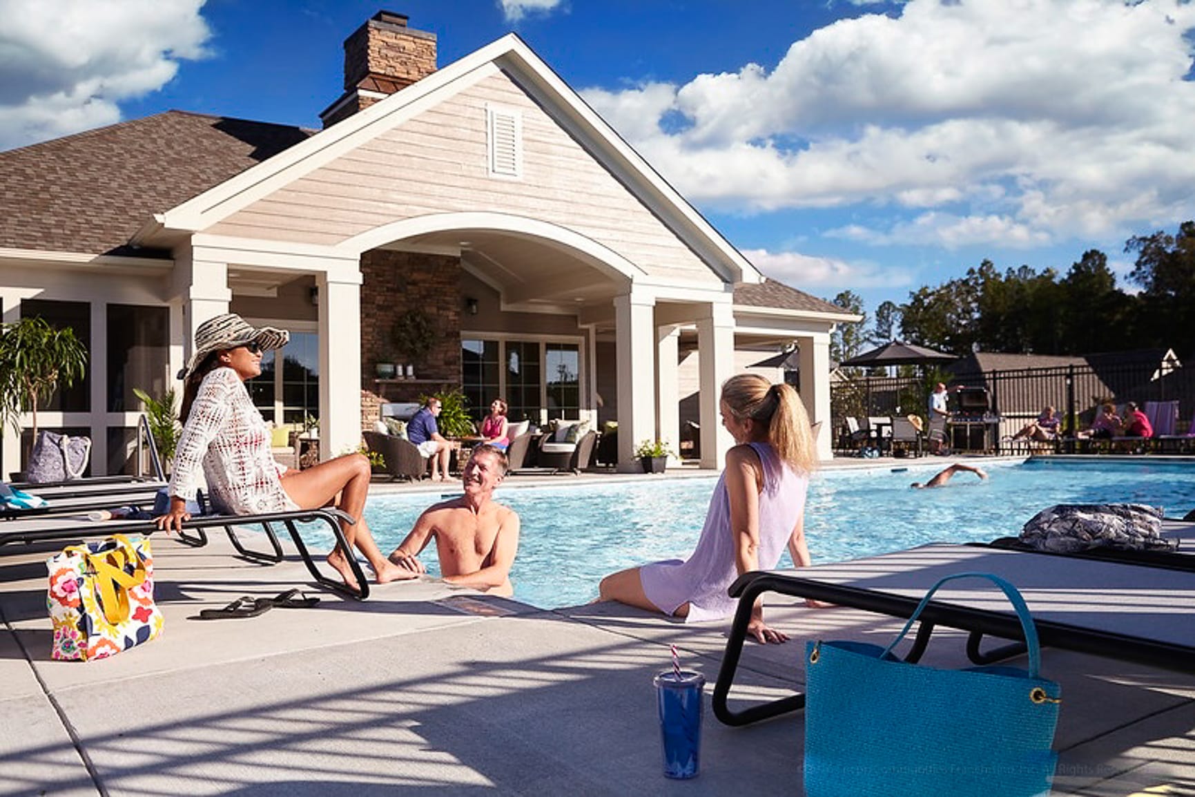 friends enjoying time in pool