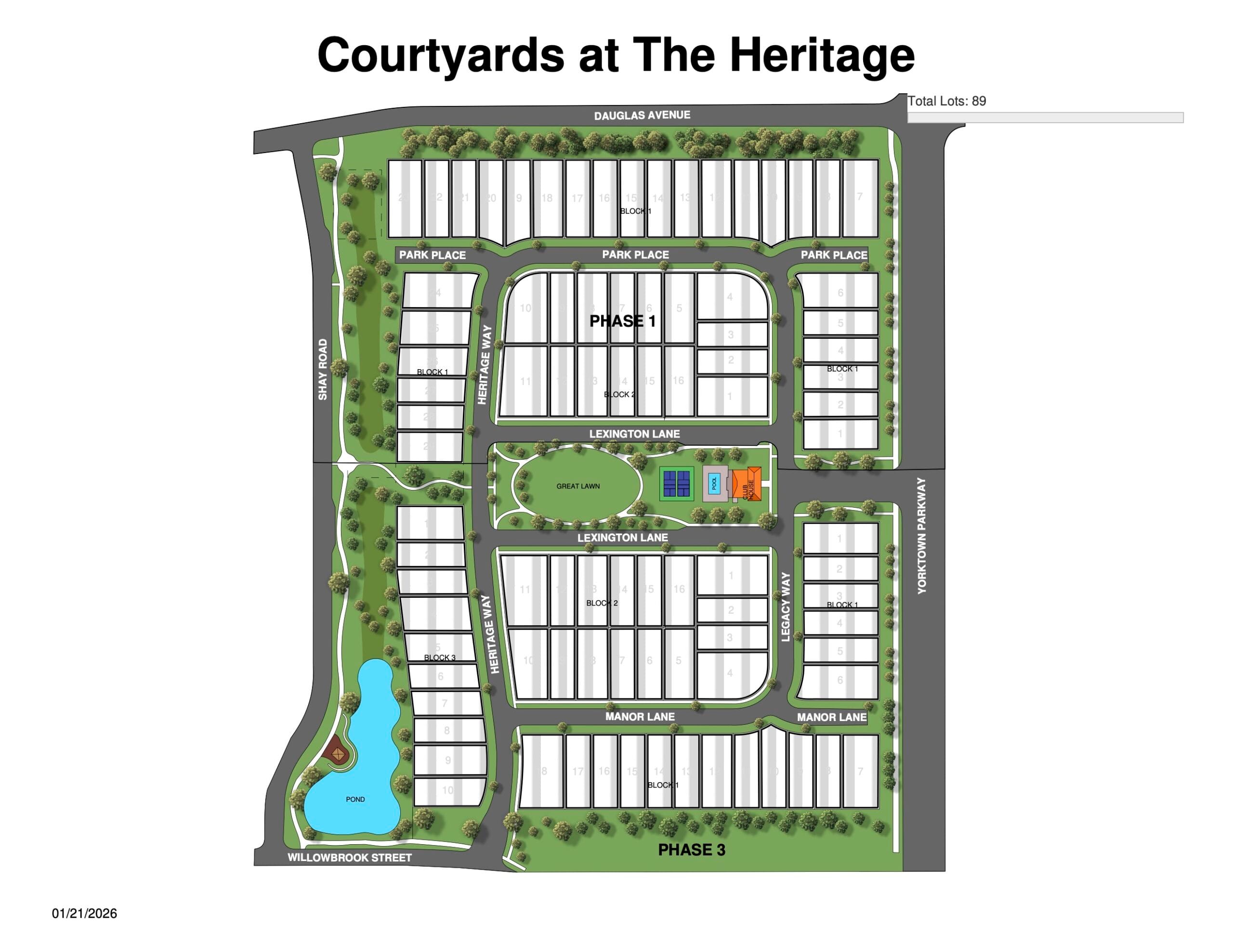 Courtyards at The Heritage lot plan